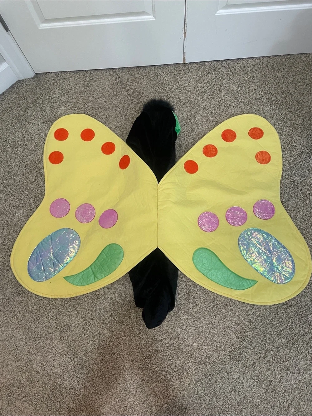 Kids Yellow Butterfly Costume with Black Bodysuit and Hood- Costco